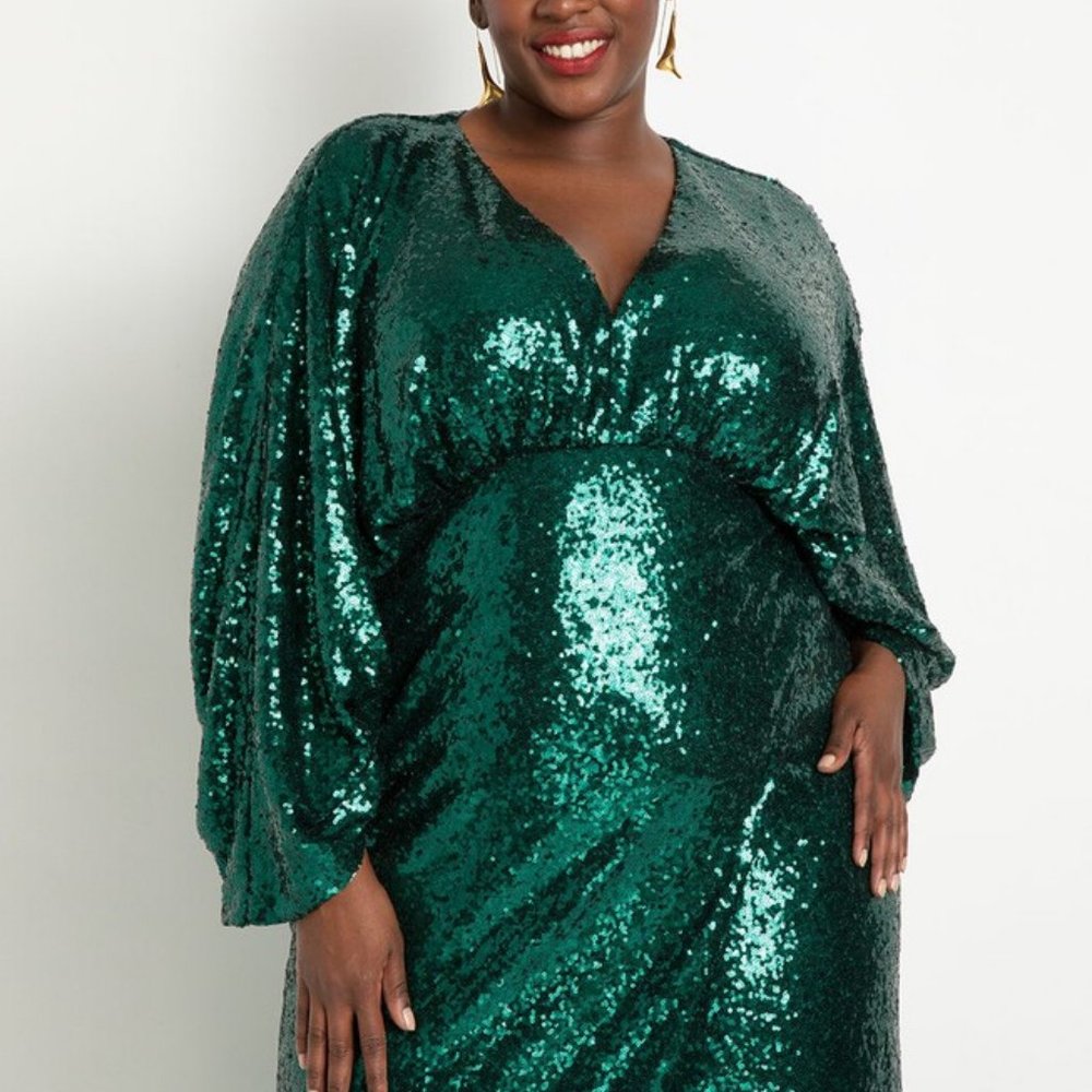 NWT Dolman Sleeve Plus Size Sequin Dress - Picture 2 of 4
